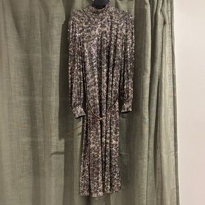 Zara Sequin Leopard Print Long Sleeve Dress